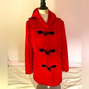 Red Betsy Johnson hooded jacket with toggles
